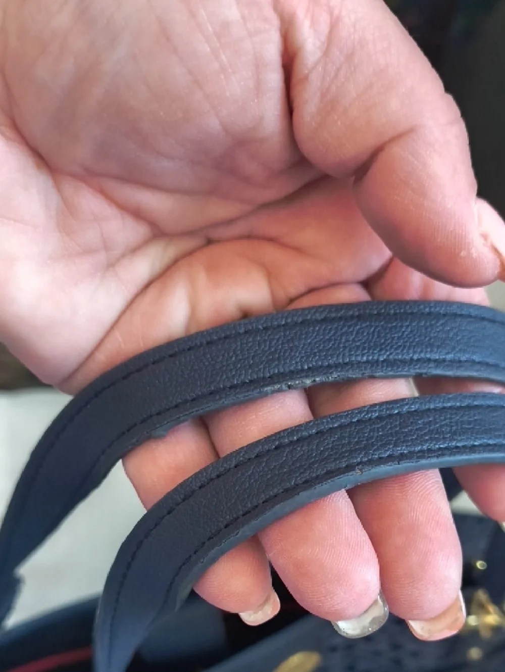 Tommy Hilfiger Navy Patterned Logo Tote with Gold Hardware - Picture 6 of 8